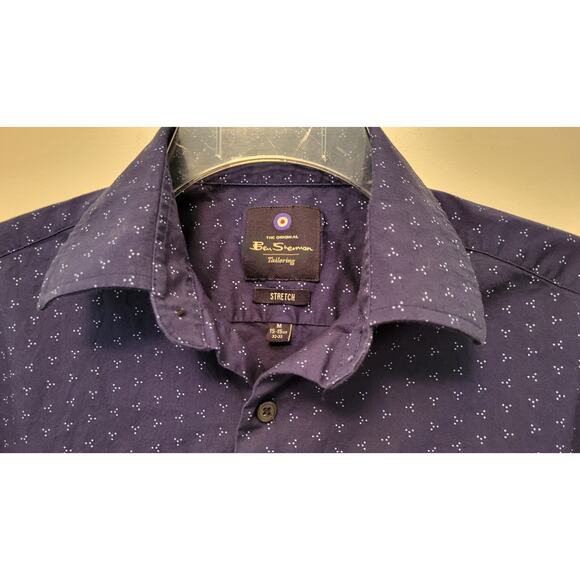 Mens Ben Sherman Tailored Dress Shirt 15-15 1/2 32 33 Slim Blue Button Up Cotton - Picture 5 of 11